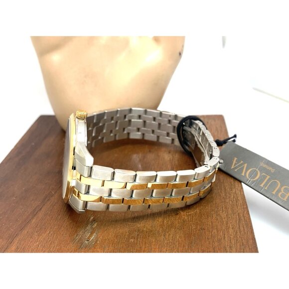 Bulova Men's Watch 98D165 Quartz Diamond Black Dial Two Tone Stainless Steel - Picture 9 of 14